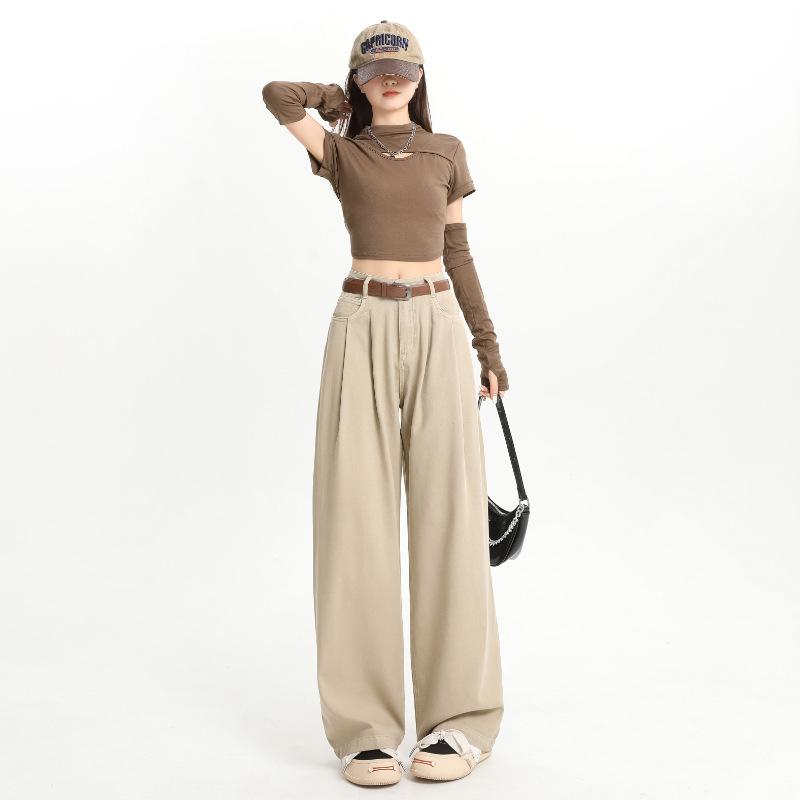 Женские джинсы Four Seasons Wear Wide Leg в стиле ретро, новый стиль, свободные, повседневные, универсальные, прямые брюки