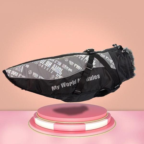 Одежда для больших собак, непромокаемый жилет для больших собак, осенне-зимняя теплая куртка с меховым воротником, пальто для собак французского бульдога