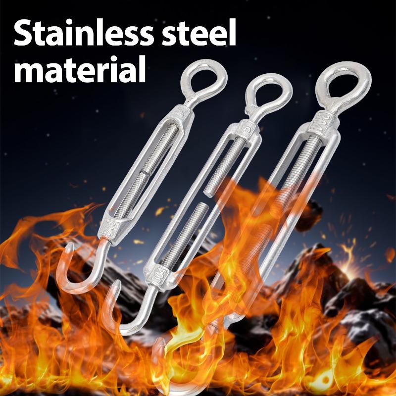 12-1PCS Stainless Steel Hook And Eye Tensioners Rope Cable Tension Sets Adjustable Garden Wire Ropes Tensioner Locking Device