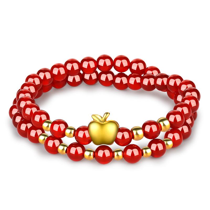 3D Браслет-яблоко золотистого тона - Рождественское украшение и ювелирная подвеска в подарок