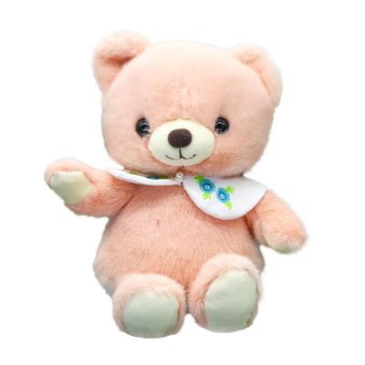 Take Off Baby Bear Drop, ретро мишка пастельных тонов с милой цветочной вышивкой на воротнике. Маленькая розовая плюшевая игрушка с музыкальной шкатулкой.