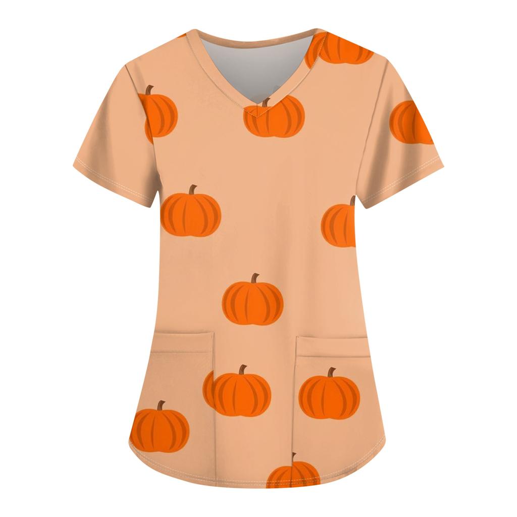 Женская униформа для кормящих мам с v-образным вырезом и принтом на Хэллоуин