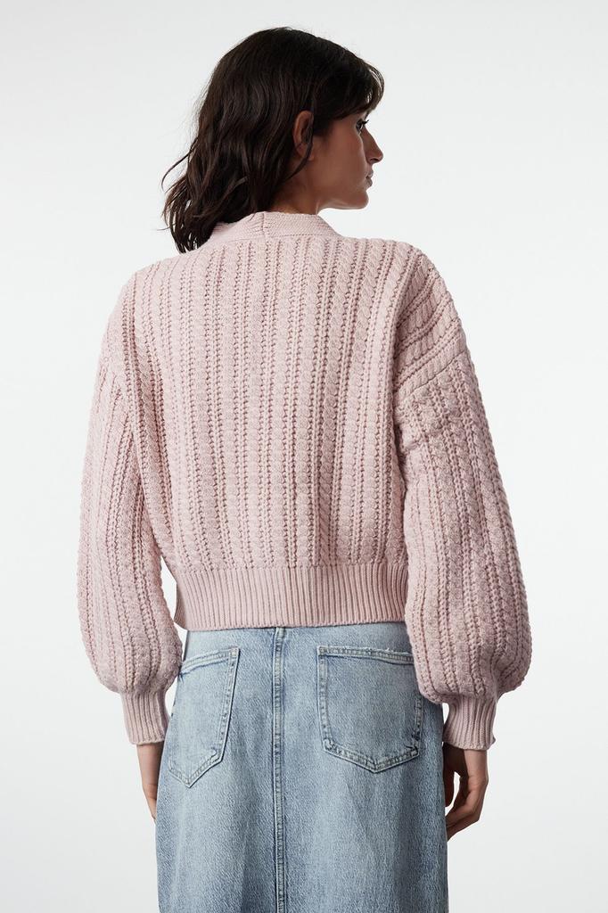 Женский элегантный кардиган, укороченный пудровый кардиган из мягкого текстурированного трикотажа