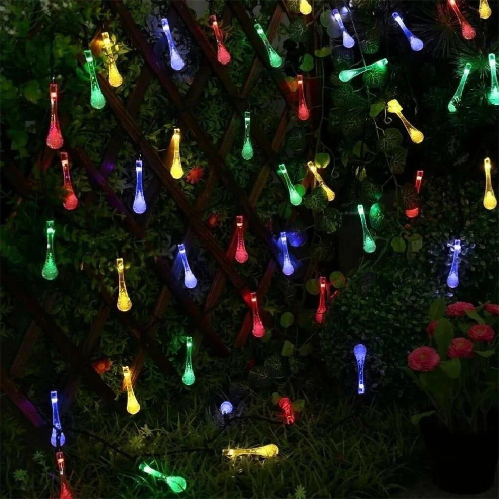 Solar Powered Water Drop Lights String Multicolor LED Outdoor Christmas Decor for Christmas Tree Holiday Wedding Party 881