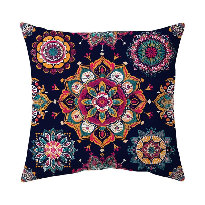 Bohemian Style Throw Pillow Cover With Short Plush And Vintage Print For Living Room Sofa Decoration Bedroom Pillow Cover