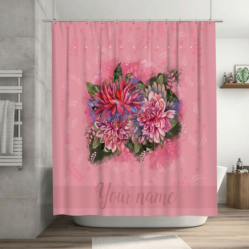 Personalized Custom Name Waterproof Shower Curtain Floral Design Bathroom Decor Modern Water-Proof Fabrics 3D Printing High Qual