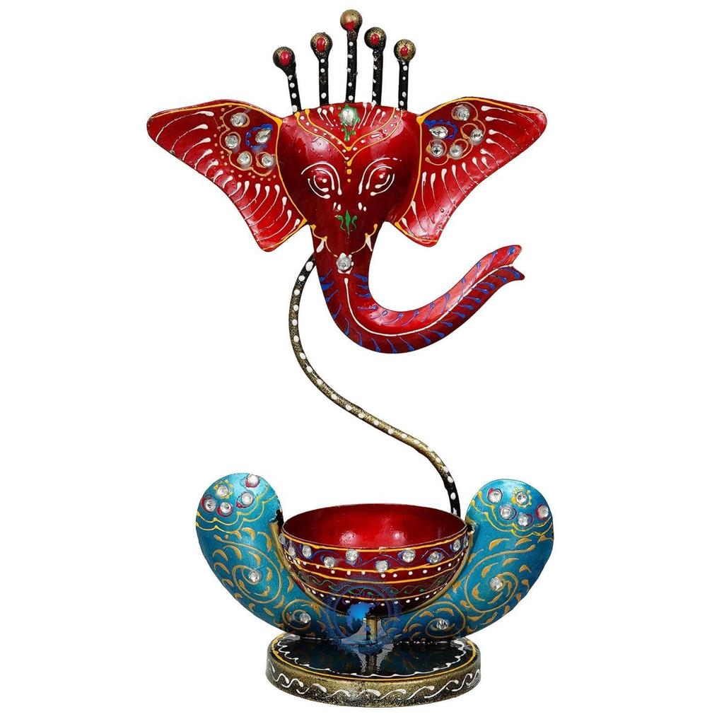 Iron T-Light Candle Holder/Handicraft Metal/Iron Handpainted Tealight Holder/Candle Holder Stand Showpiece/Statue Home Decor, Living Room, Puja Room
