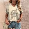 Women's T Shirt Fashion Butterfly Pattern Print Summer Short Sleeve Oversized Clothing Street Casual V Neck Female T-Shirt
