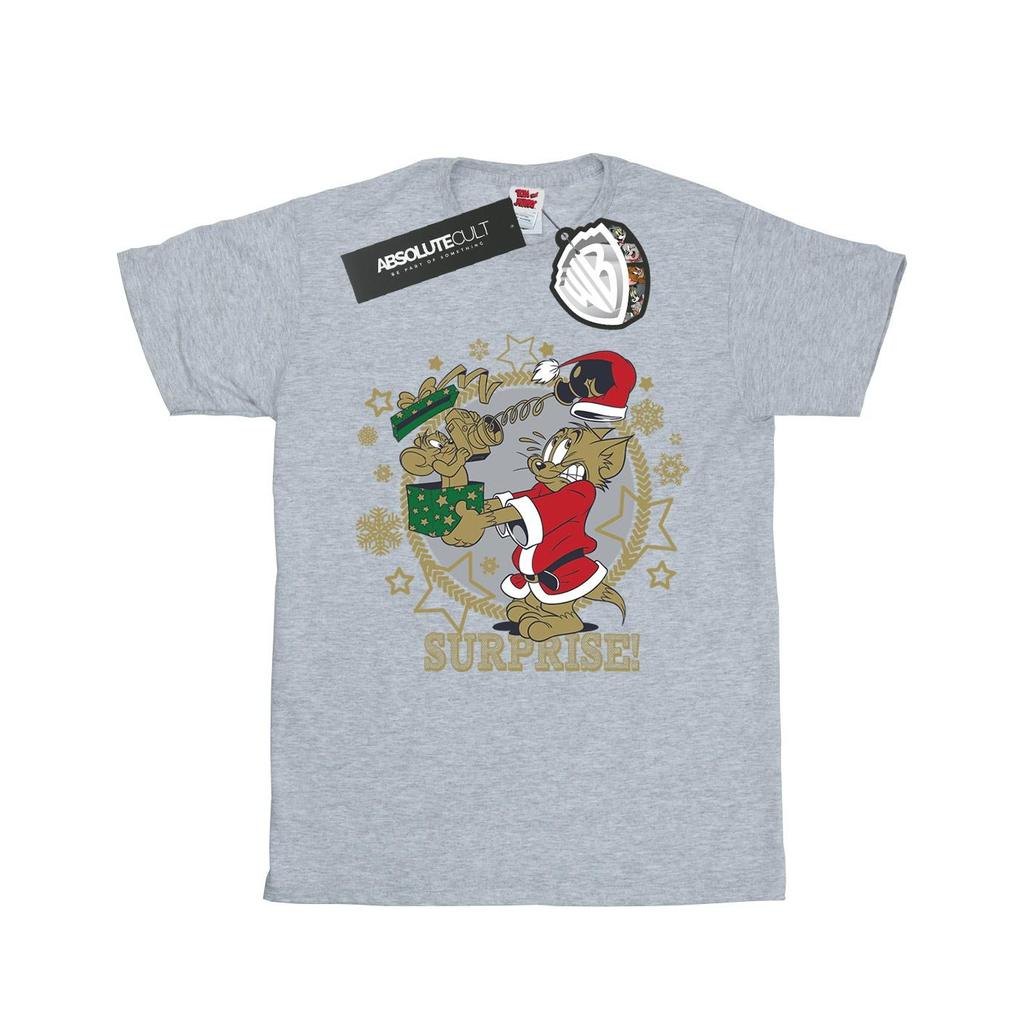 Tom And Jerry Womens/Ladies Christmas Surprise Cotton Boyfriend T-Shirt