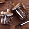 Kitchen Glass Jar Grains Coffee Beans Tealeaf Storage Containers with Wood Spoon Lid Clear Spice Jar Moisture-proof Storage Tank