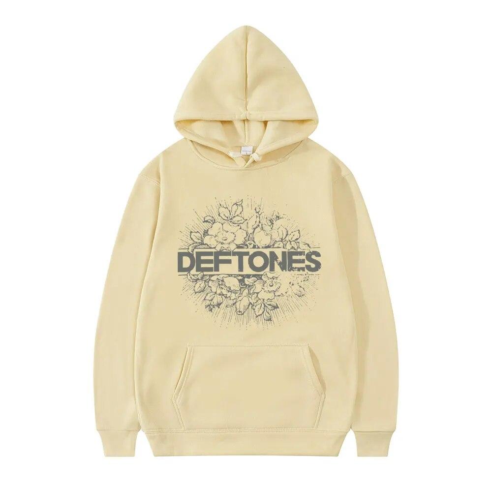 Fashion Punk Metal Rock Band Deftones Hoodie Floral Burst Print Sweatshirt Unisex Women Vintage Casual Pullover Streetwear Couples
