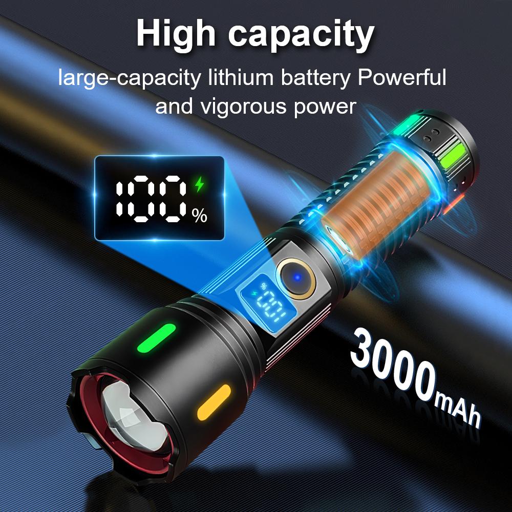 Мощные фонари USB-перезаряжаемые светодиодные фонари Батареи 18650 26650 Тактический свет Водонепроницаемый Зум-фонарь Кемпинг Аварийный