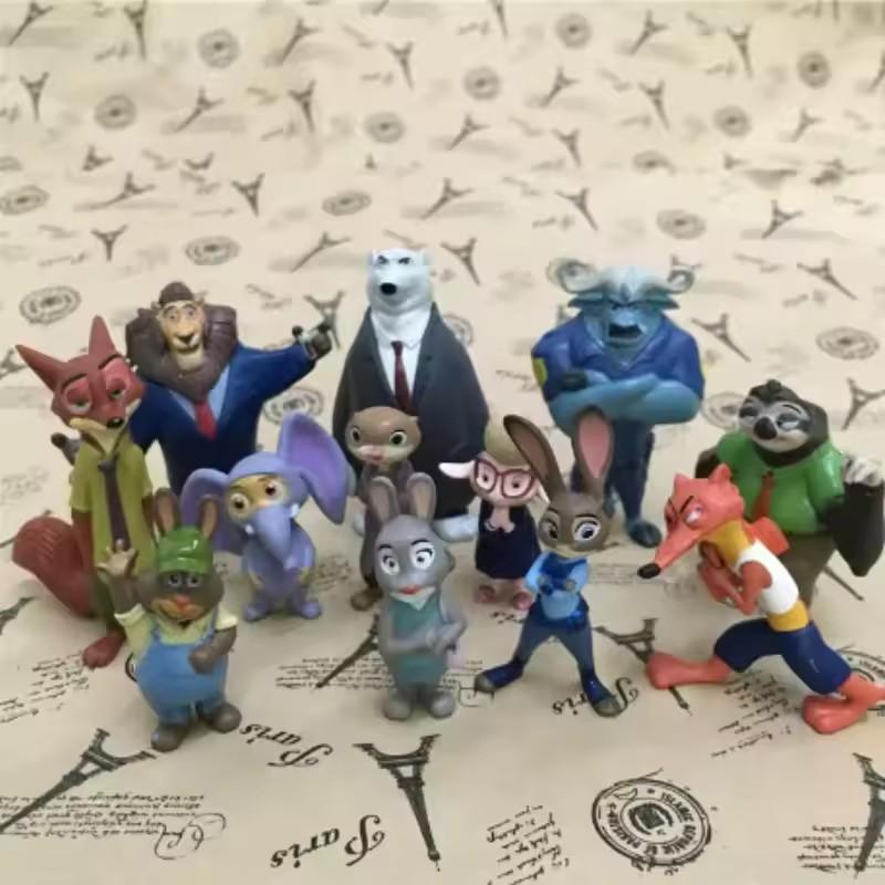 Новый набор из 12 шт. Фигурки животных из Зверополиса Игрушки Кролик Джуди Хопс Лис Ник Уайлд Фильмы Подарок для детей Коллекционные фигурки