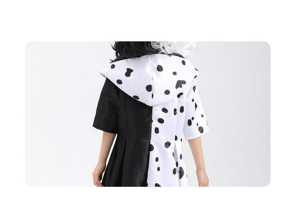 101 Далматинец Круэлла де Виль Черно-белое пятнистое платье костюм для сценического выступления