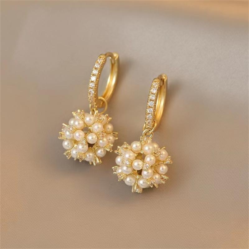 Fashion Korean Pearl Hoop Earrings for Women Girl Gift Jewelry Wholesale