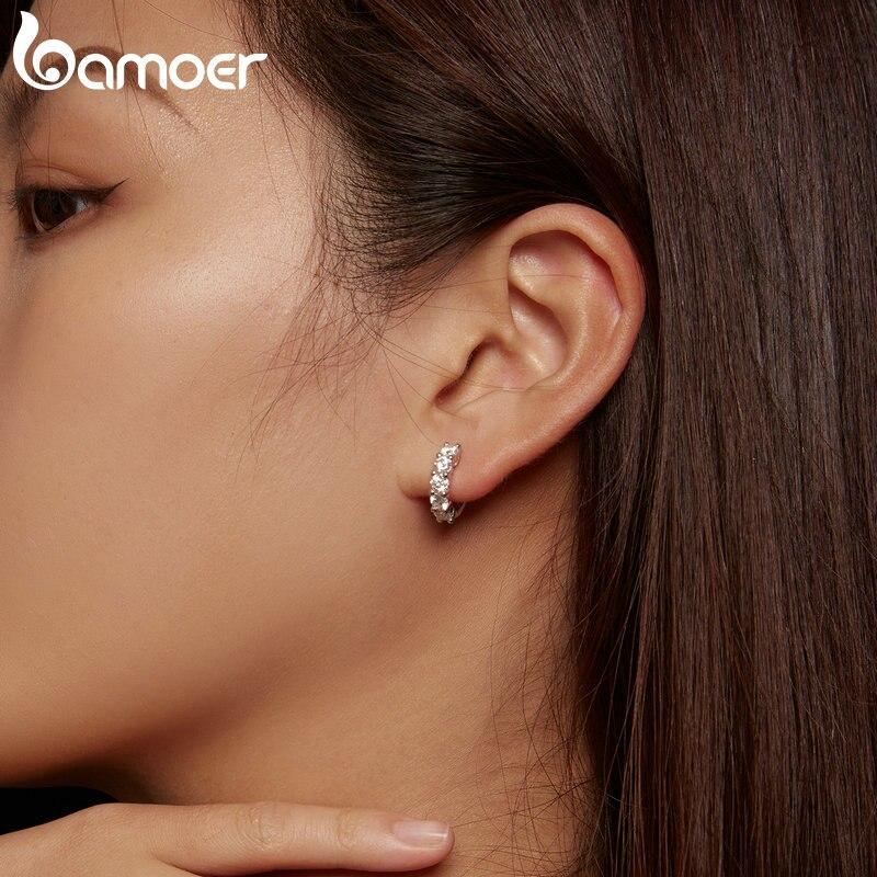 Серьги-кольца BAMOER D Color VVS1 EX из стерлингового серебра 925 пробы с муассанитом, блестящие 3,5 мм, круглые серьги с лабораторным бриллиантом и платиновым покрытием