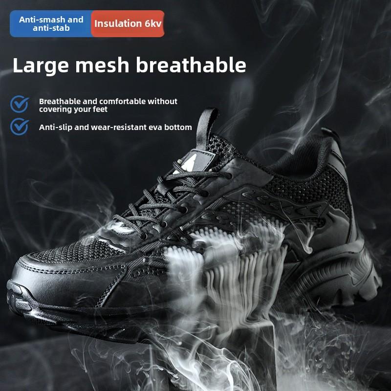 Summer Breathable Safety Shoes Lightweight Work Shoes for Men Women Working Boots with Plastic Toe Insulation 6KV Work Sneakers