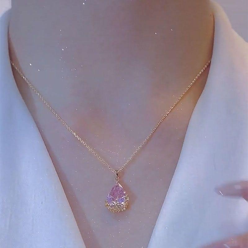 Женское ожерелье с каплями воды и кубическим цирконием, простые и элегантные женские аксессуары, подарок, свадебные украшения