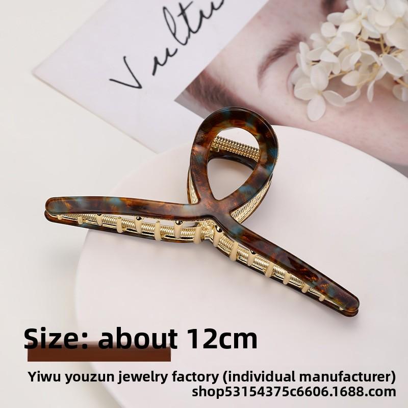 Заколка для волос из высококачественного ацетата для детей, большая металлическая заколка-акула, аксессуар для волос на лето, для затылка