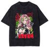 Милая графическая футболка Kanroji Mitsuri Аниме Demon Slayer Футболка Мужская Женская Выстиранные футболки Харадзюку Мужская Манга Хлопковые топы
