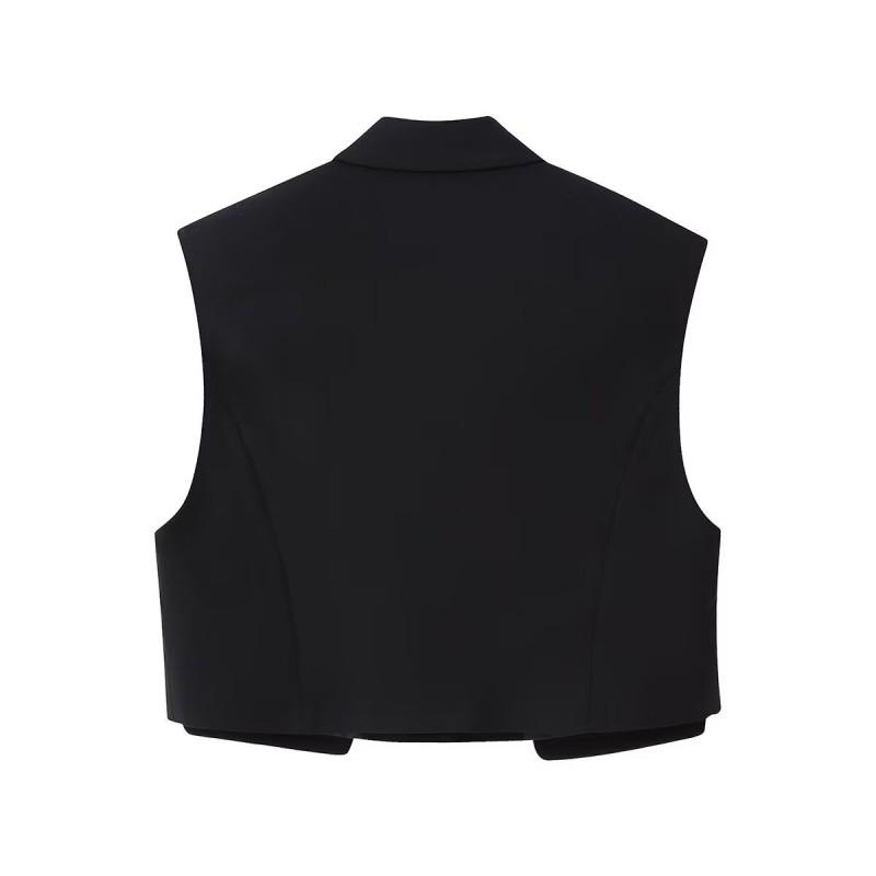 Womens Fashion Versatile Single-Breasted Short Casual Blazer Vest Street Style