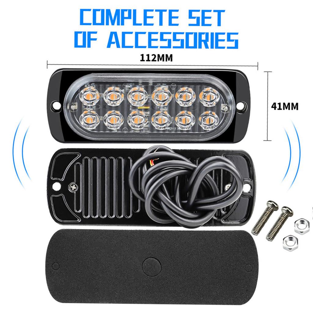 4 шт., 12 стробоскопических светодиодов, белый свет, аварийный маяк, аварийный мигающий боковой габаритный фонарь, предупреждение
