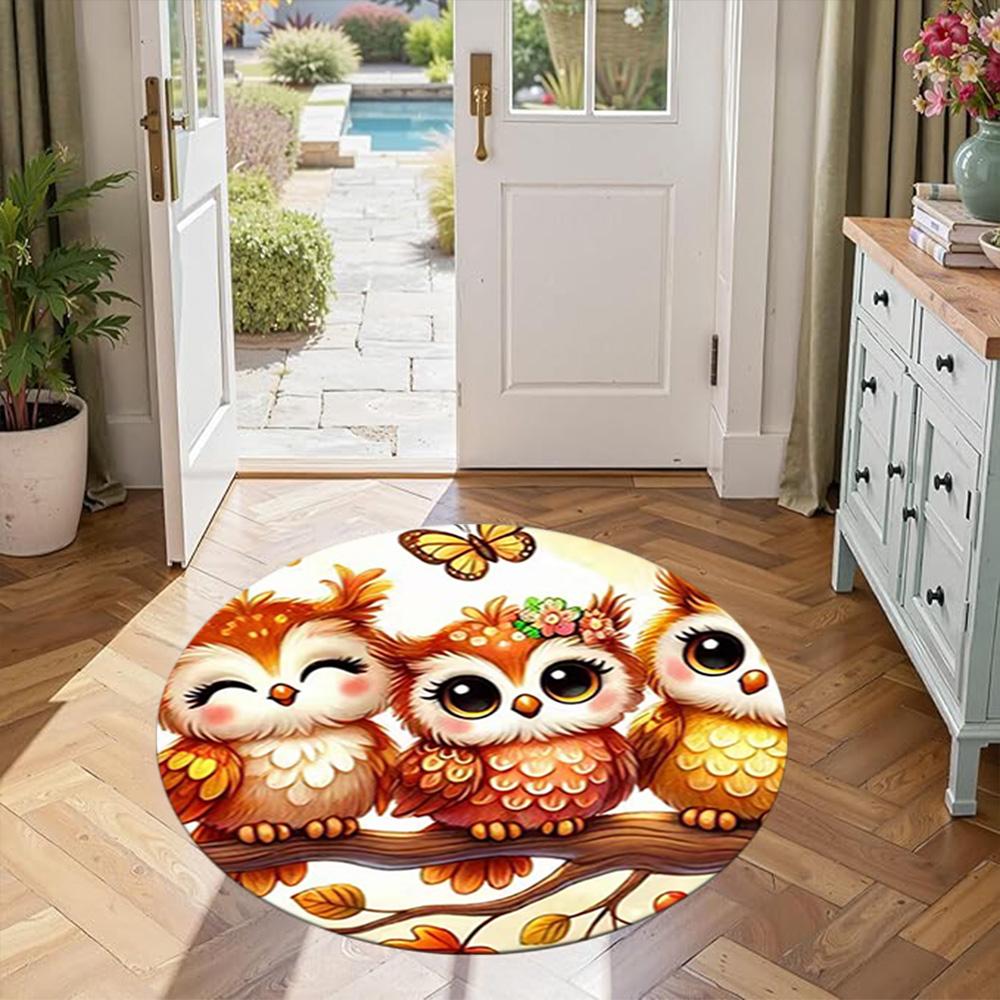 Bird Round Carpet Suitable for Entryway Foyer Game Room Bedrooms Anti-slip Round Rug Anime Office Decor Perfect Gift for Women Men