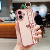Для iPhone 16 Чехол-браслет с подставкой Love Heart TPU Чехол-держатель для пальца - черный