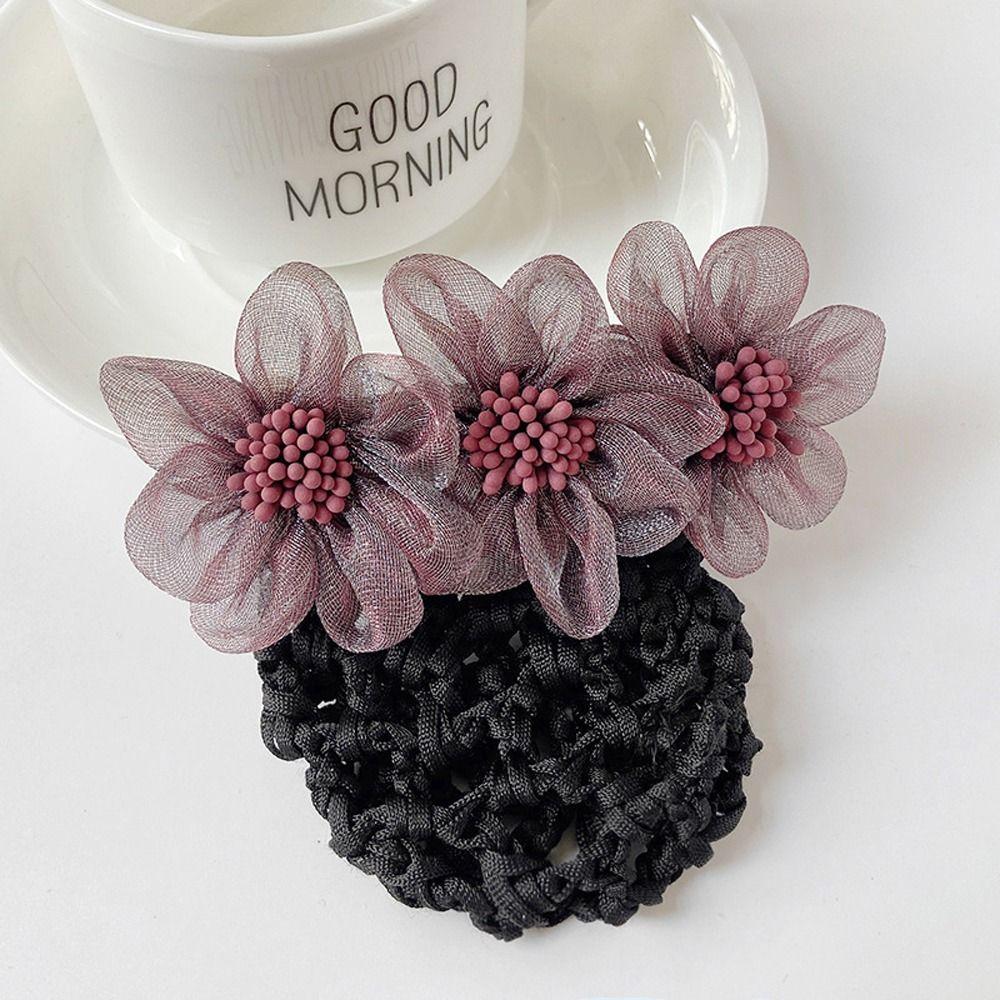 Бантик для волос, чехол для пучка, женские пружинные зажимы, кружевная сетка для волос с цветком, корейский пучок, снуд, заколки для волос, чехол для сетки
