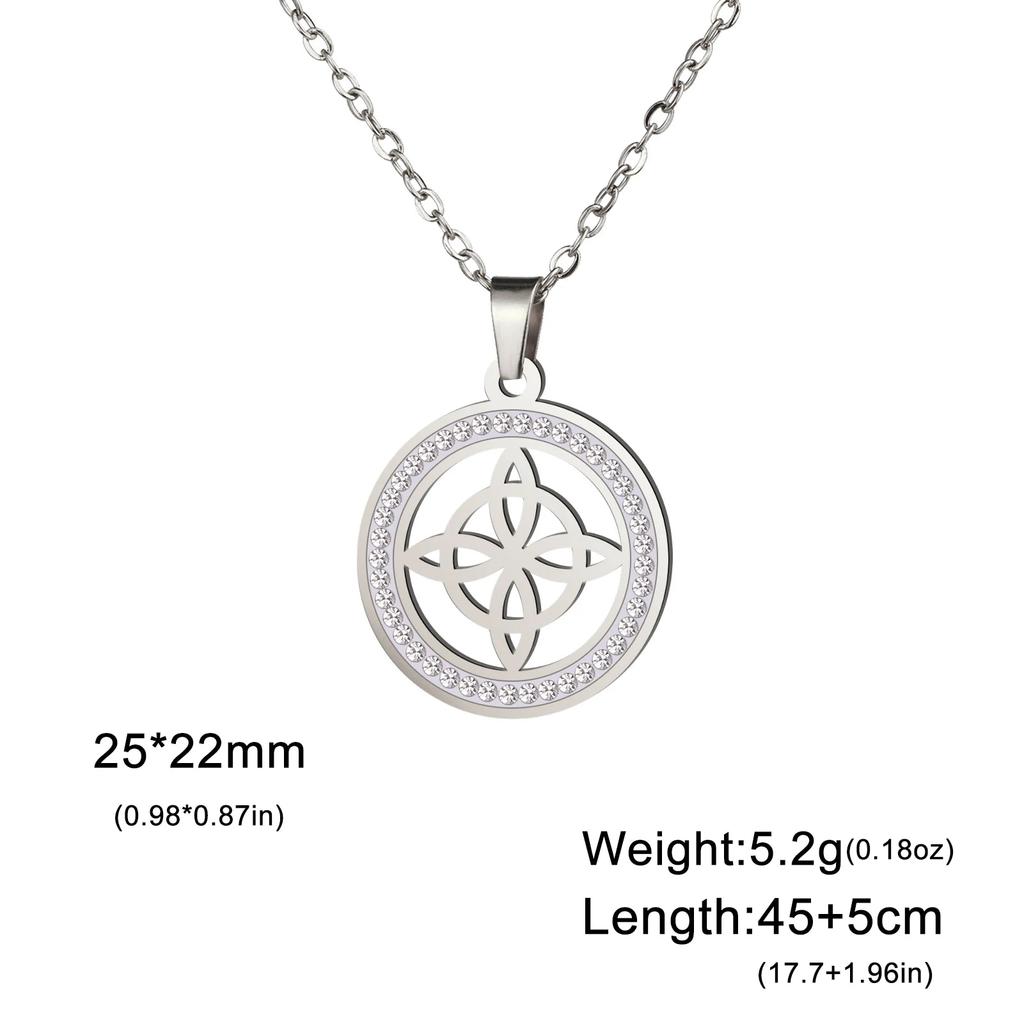 Skyrim Колдовство Ведьма Узел Ожерелье Из Нержавеющей Стали Прозрачный Циркон Круглый Подвеска Ожерелья Амулет Викка Ювелирные Изделия Подарок На День Рождения