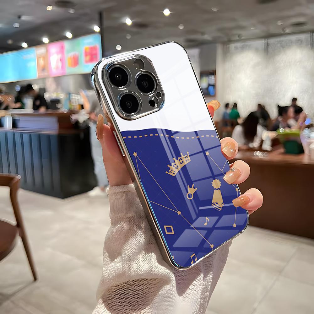 Чехол для телефона H-Hoshimachi Suisei Для IPhone 17 Pro Max 15 Pro 16 14 Plus 12 13 Mini 11 Pro Ударопрочный Электрооplated Стеклянная крышка