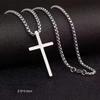 Stainless Steel Cross Pendant Necklace for Men Women Minimalist Jewelry Male Female Necklaces Silver Sweater Chain