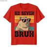 Six Seven Bruh Meme Funny Capybara Tshirt for Unisex Women Cotton T Shirts Short Sleeve