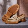 British Retro Casual Men'S Shoes Trendy Loafers Men'S Leather Lazy Shoes Heightening One Pedal Leather Shoes
