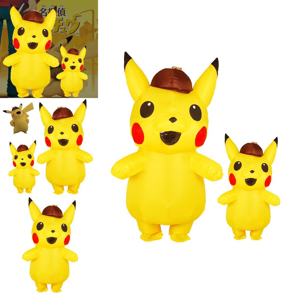 Classic And Fun Kids Adult Mascot Detective Pikachu Inflatable Costume Perfect For Halloween Celebrations