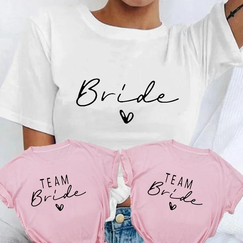 Unisex T Shirt Team Bride Bachelorette Party Shower Hen Party Bridesmaid Print Tshirt 2026 Girls Wedding Female Tops Tees