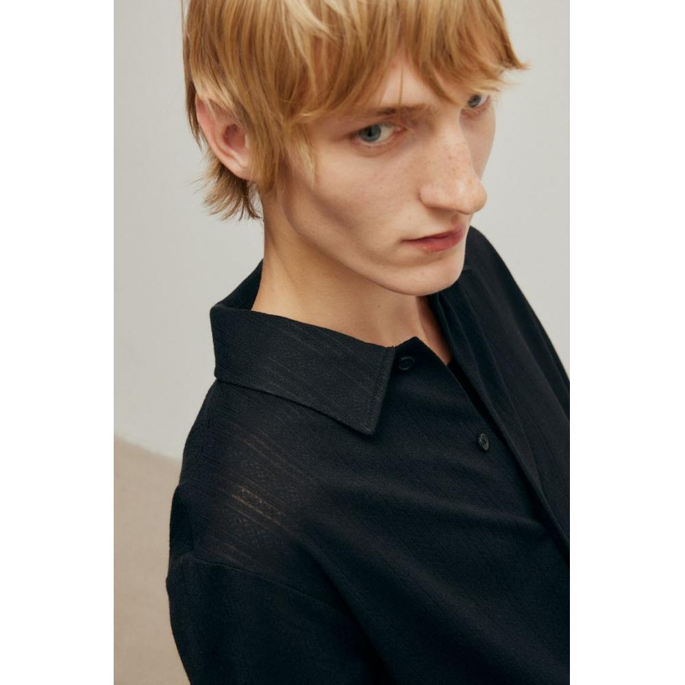 Рубашка из джерси с кружевом HM Regular Fit, черная