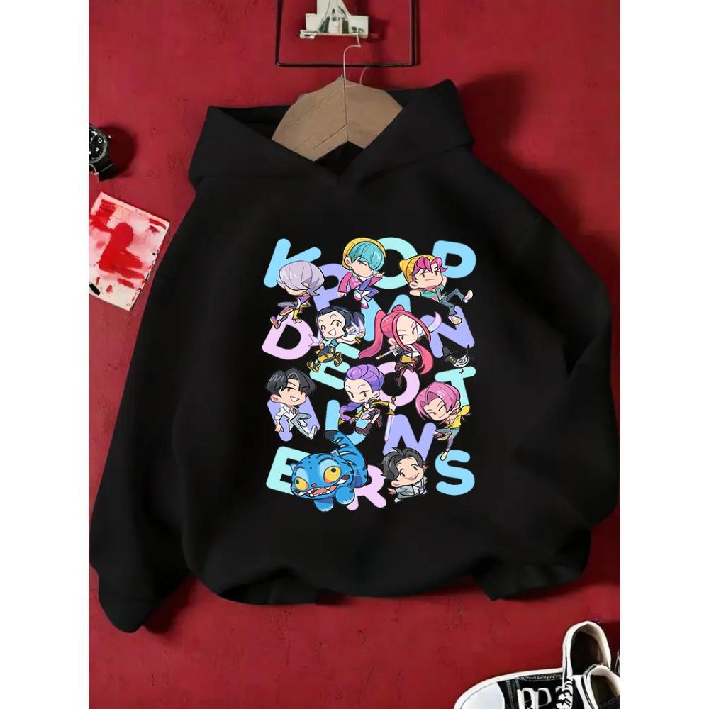 KPop Demon Hunter Rumi Derpy Cartoon Girls Boy Hooded Sweatshirt Warm Children's Wave Fashion Casual Tops Casual Girls Clothing