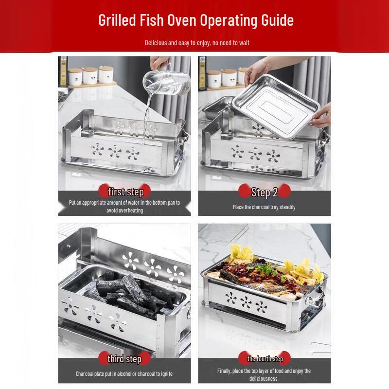 Commercial Stainless Steel Rectangular Grilled Fish Pan