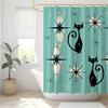 Шторка для душа Atomic Cat в стиле Mid-Century Modern – Ретро Эстетика для Ванной, Подарок Любителю Кошек в Стиле MCM