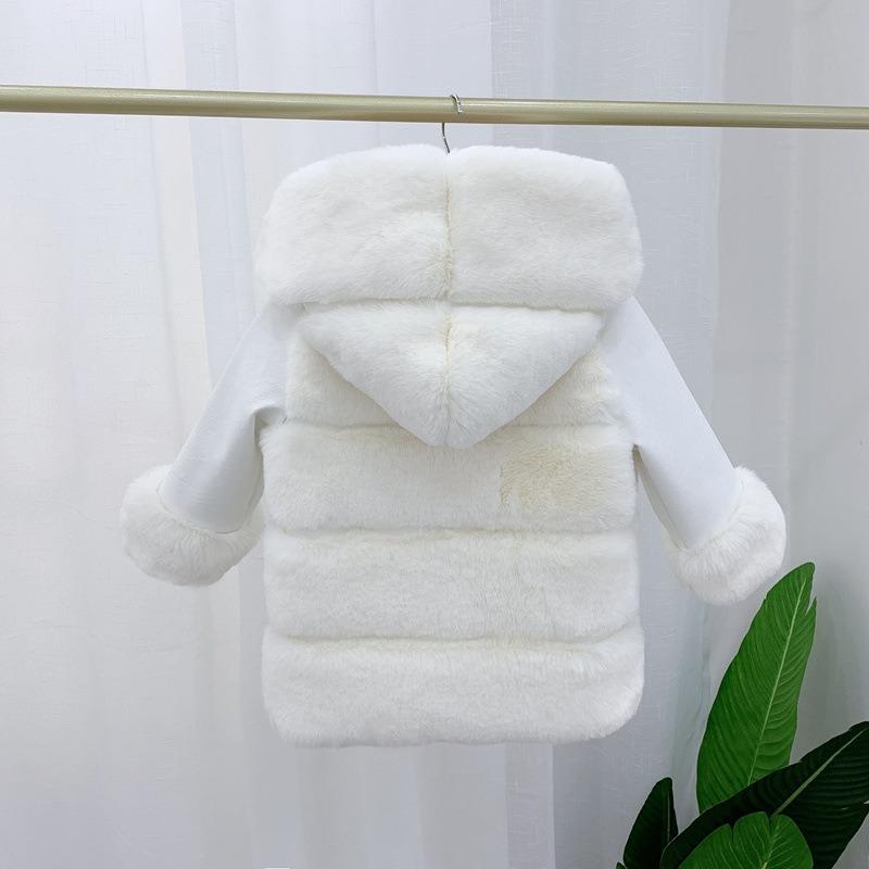 Autumn and Winter Children's Cotton-padded Hooded Fur Short Coat