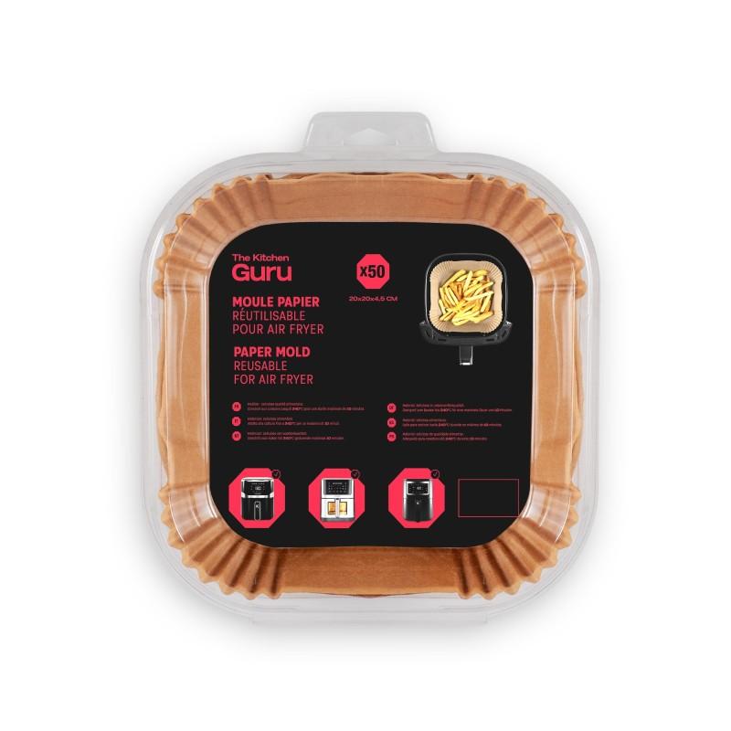 The Kitchen Guru - Gurupa Square 2050 - Moules Papier Cuisson Air Fryer 50 Pcs
