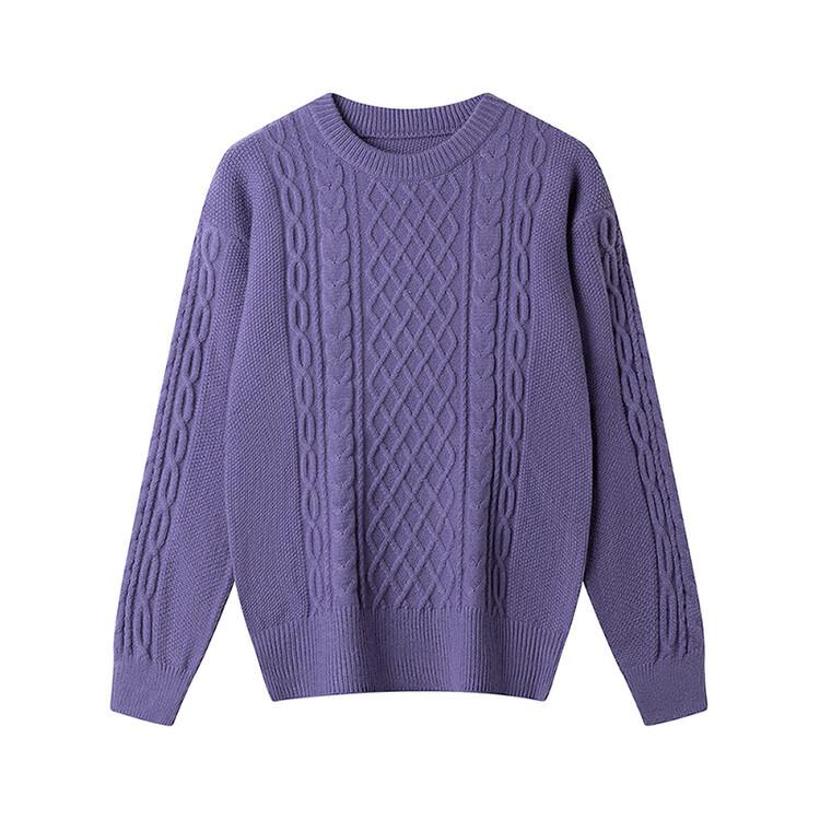 Autumn And Winter Twist Sweater Versatile Light Mature Style Solid Color Knitted Sweater Round Neck Pullover Lazy Loose Women'S Clothing