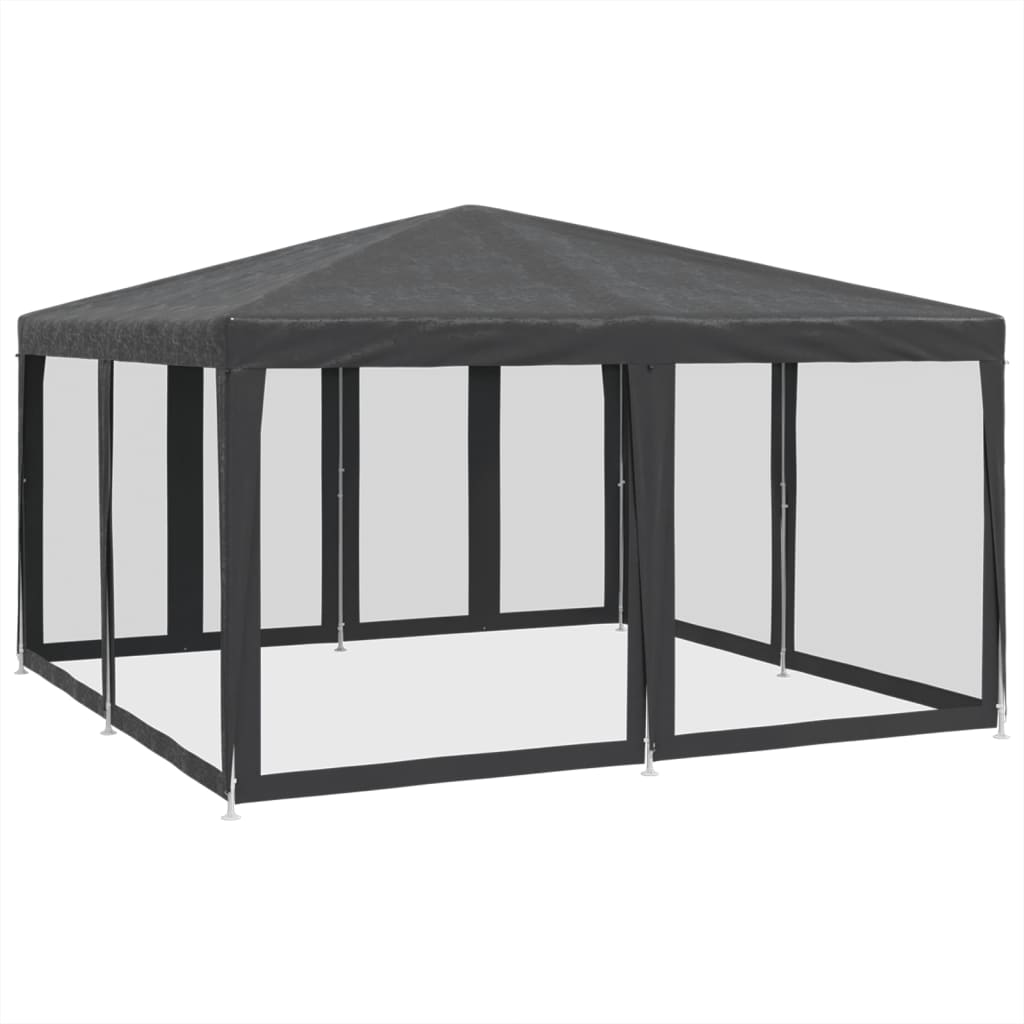 4x4 m Party Tent with 8 Mesh Side Panels Anthracite HDPE