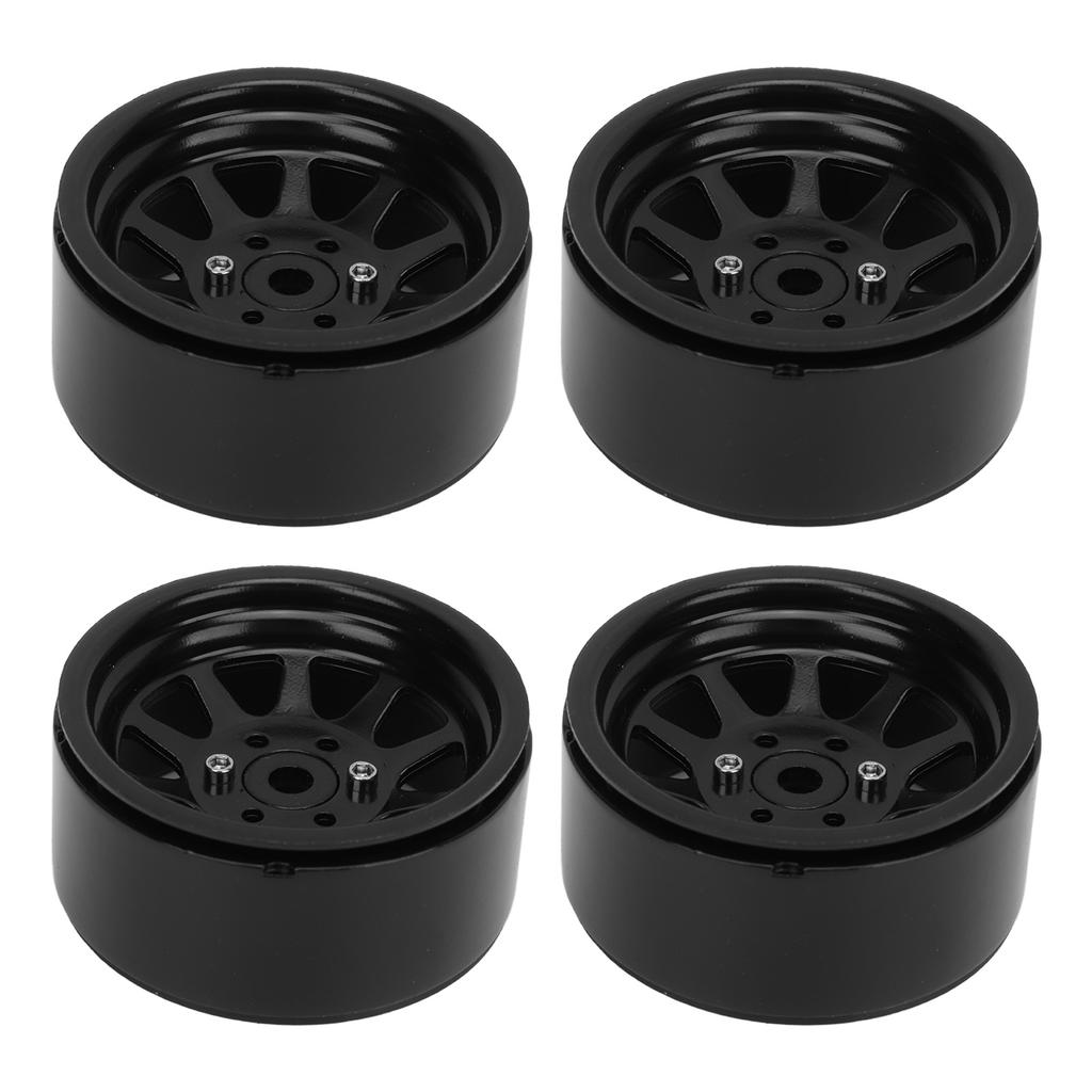 4PCS RC Wheel Rim Set Zinc Alloy Steel Universal 1.9 Inch 10 Rims RC Crawler Car Wheel Hub for Axial SCX10 II III Black