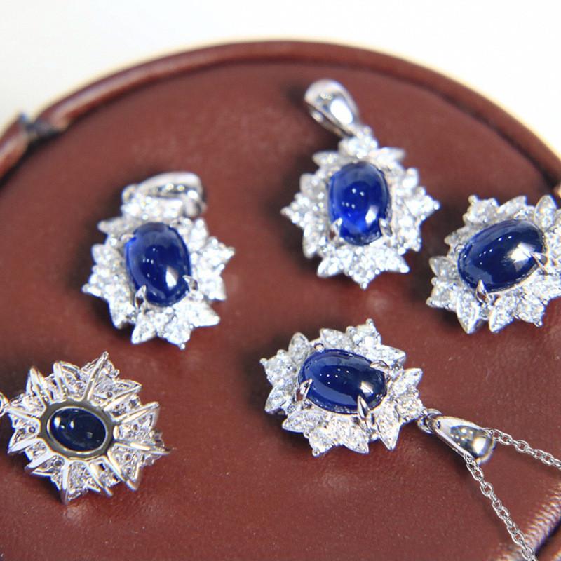 Sterling Blue CZ Pendant Necklace Noble Trendy Brilliant Accessories for Women Gorgeous Wedding Engagement Jewelry