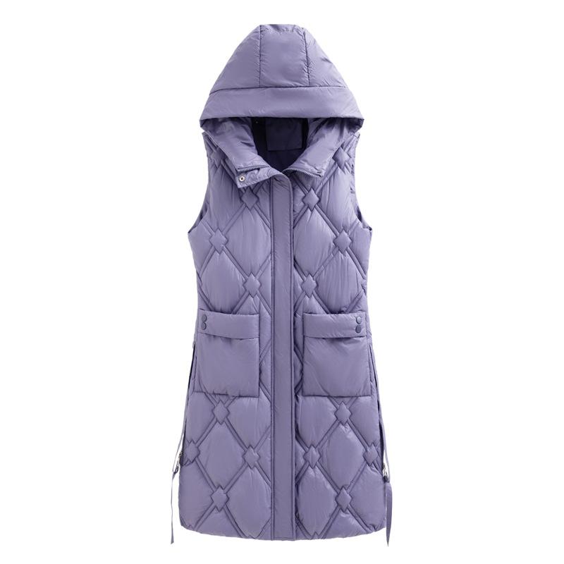 2023 зимний длинный свободный пуховый хлопковый жилет женский до колена женский жилет пальто осенью и зимой