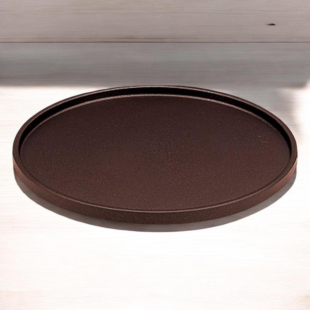 DX3 Round Tray Meta Fugen Lacquerware Made In Japan J-kitchens (Tray) Brown, Lacquer, Non-Slip, 39cm, (ABS Resin),