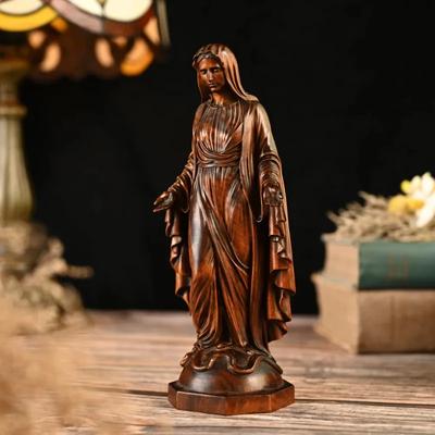 Винтажные изделия ручной работы Дева Мария религиозная статуэтка статуэтка из цельного дерева персиковое дерево украшения украшения рождественские подарки