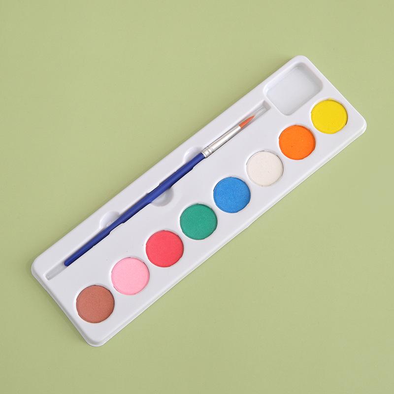 Набор детских однотонных акварельных красок из 8 цветов в прозрачной коробке
